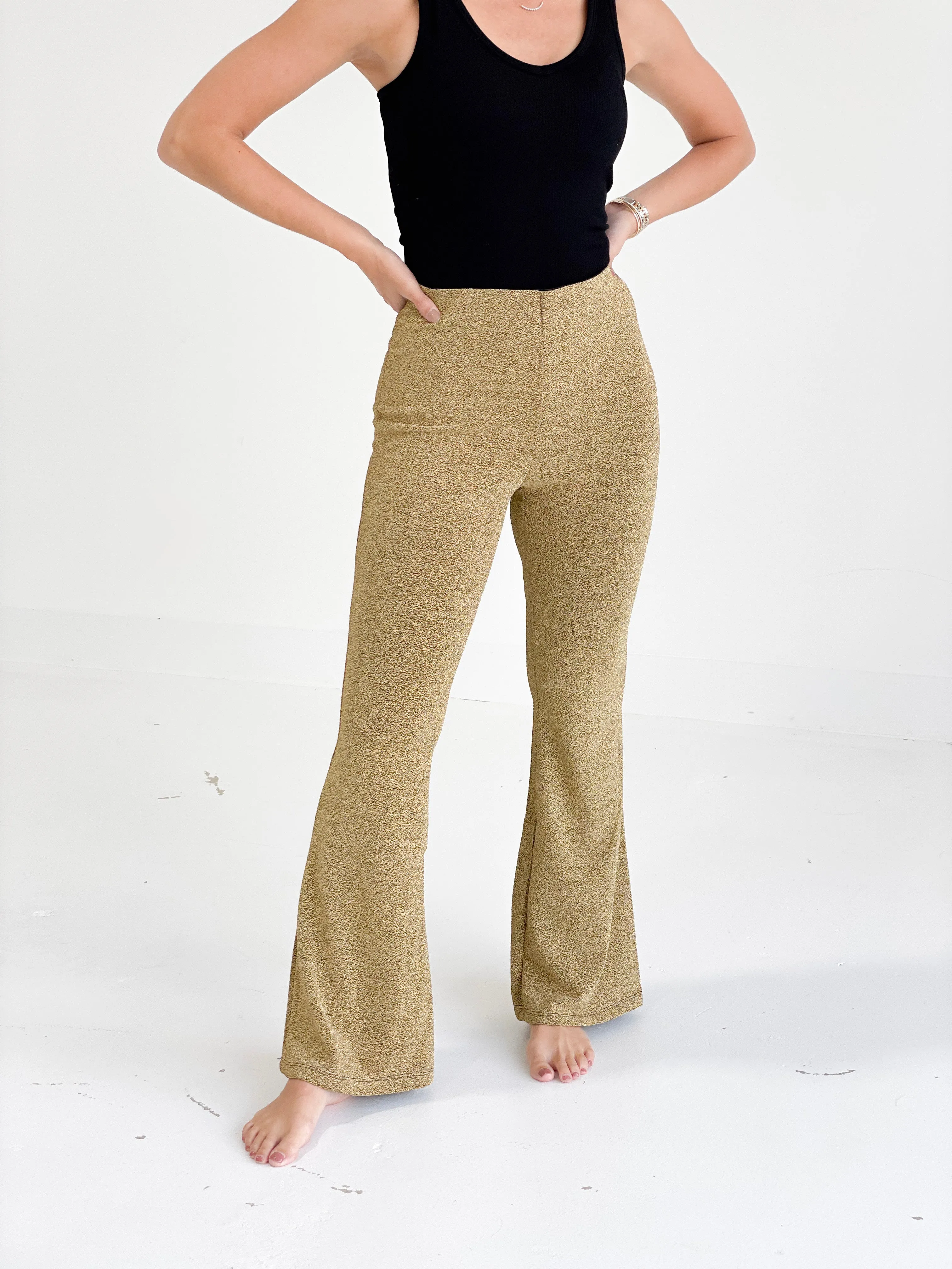 Shockey Stretchy Flare Pants - Gold