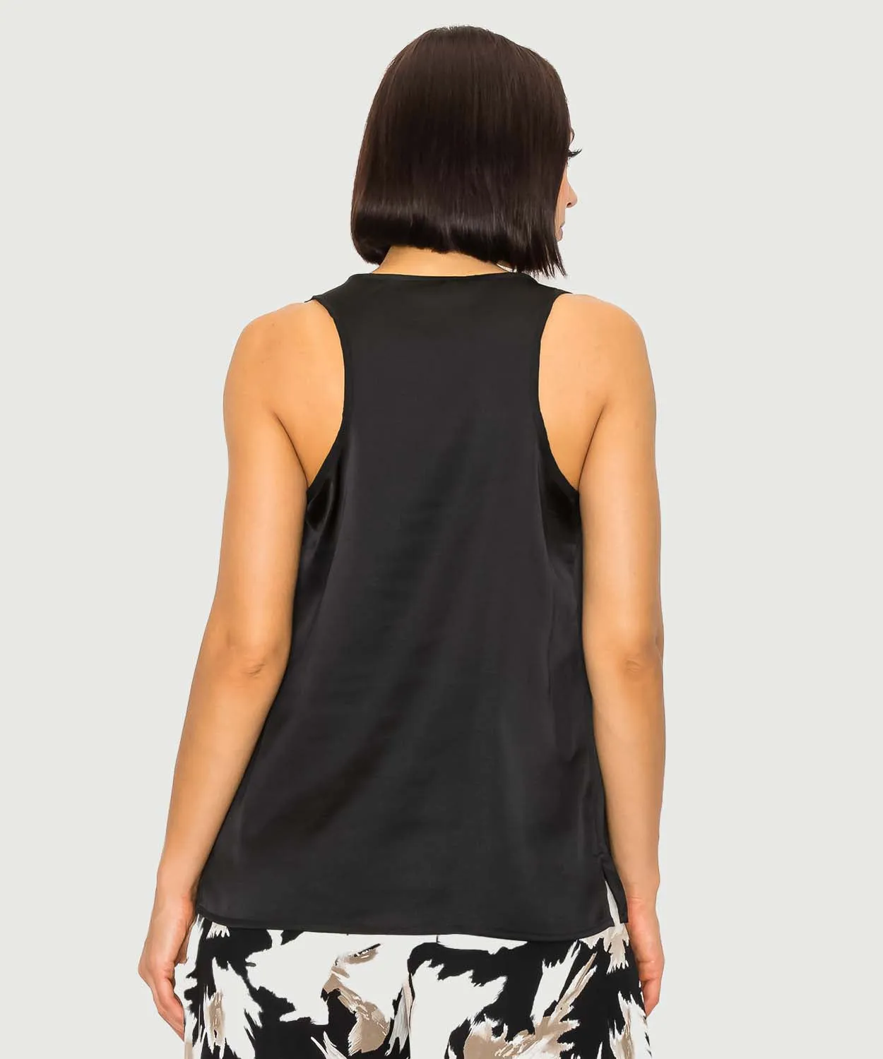 Silky Black Cowl Neck Tank