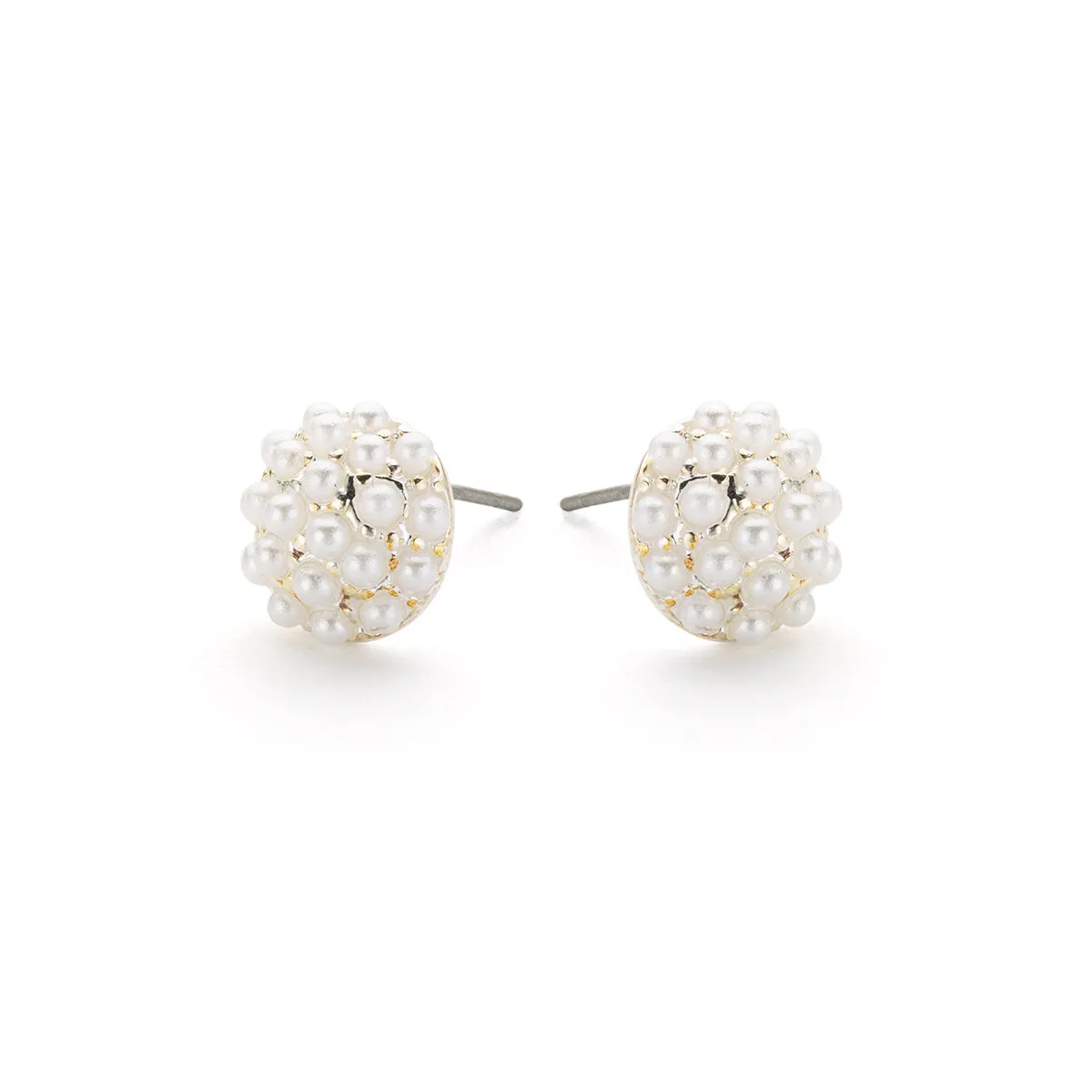 Silver Plated Pearl Cushion Stud Earrings