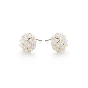 Silver Plated Pearl Cushion Stud Earrings