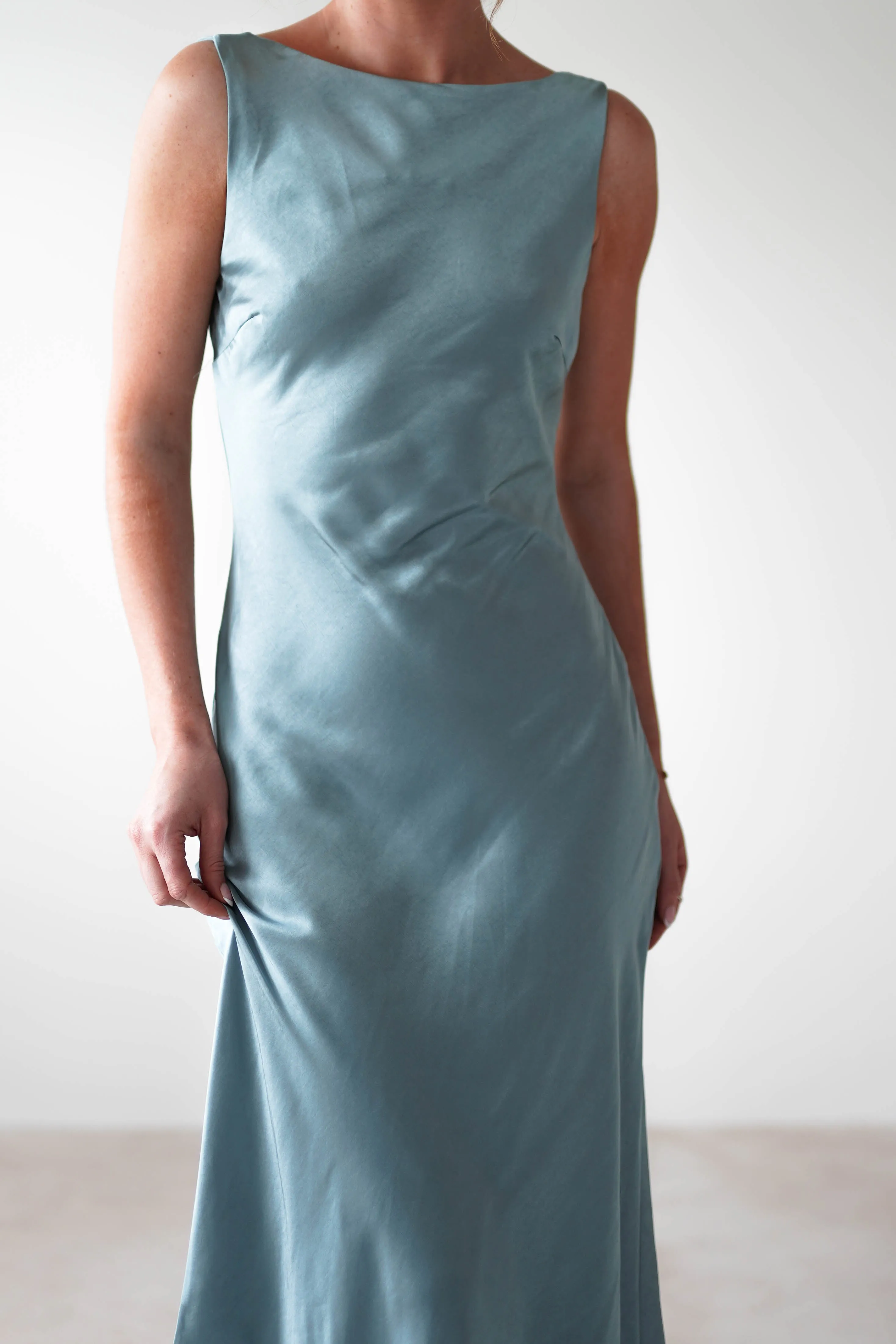 Sinead Soft Satin Maxi Dress | Slate Blue