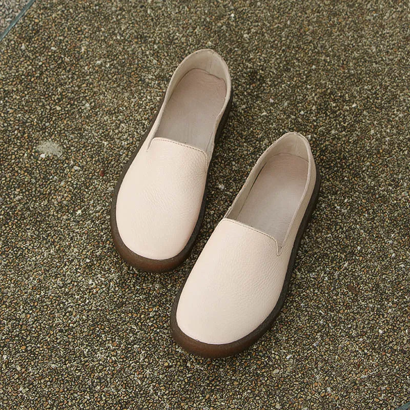 Soft Leather Slip On Flat Shoes