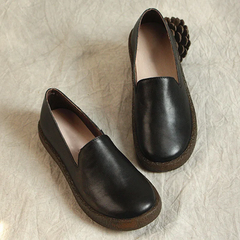 Soft Leather Slip On Flat Shoes