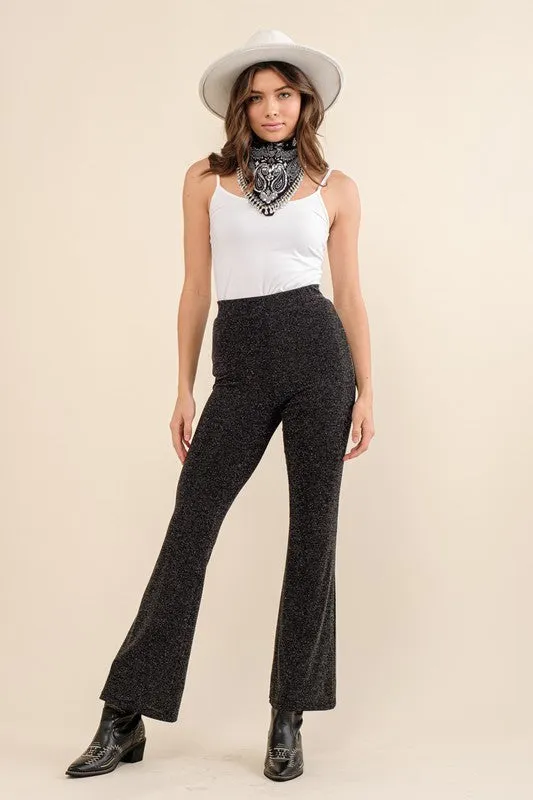 Studded Elastic Waist Bell Bottom Pants