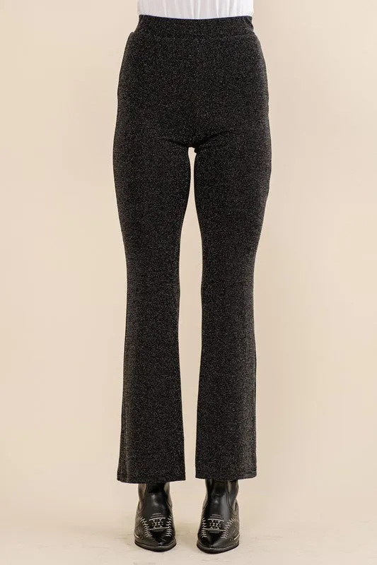 Studded Elastic Waist Bell Bottom Pants