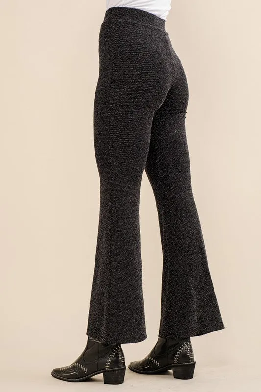 Studded Elastic Waist Bell Bottom Pants