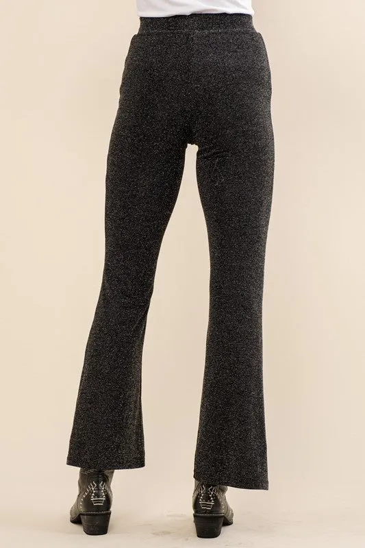 Studded Elastic Waist Bell Bottom Pants