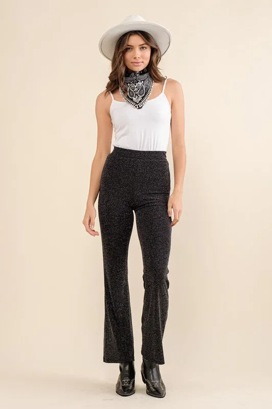 Studded Elastic Waist Bell Bottom Pants