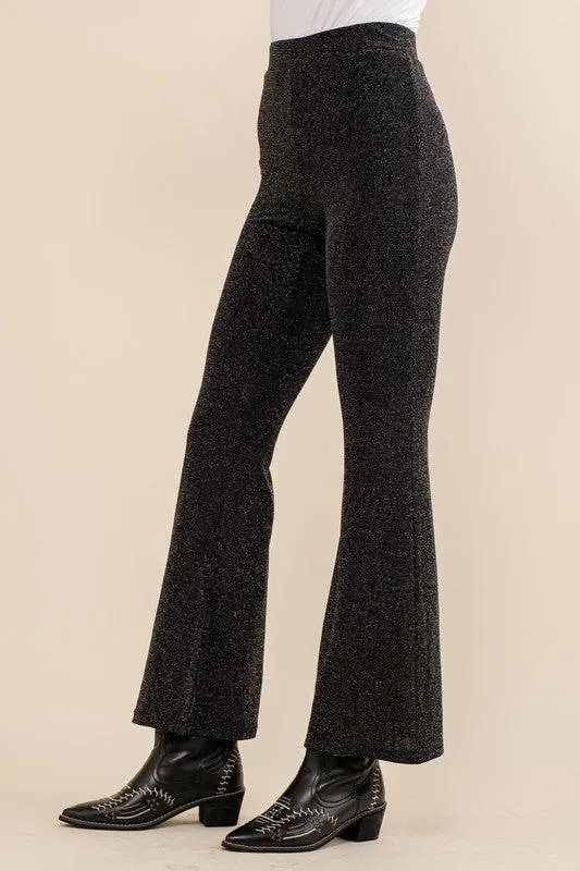 Studded Elastic Waist Bell Bottom Pants