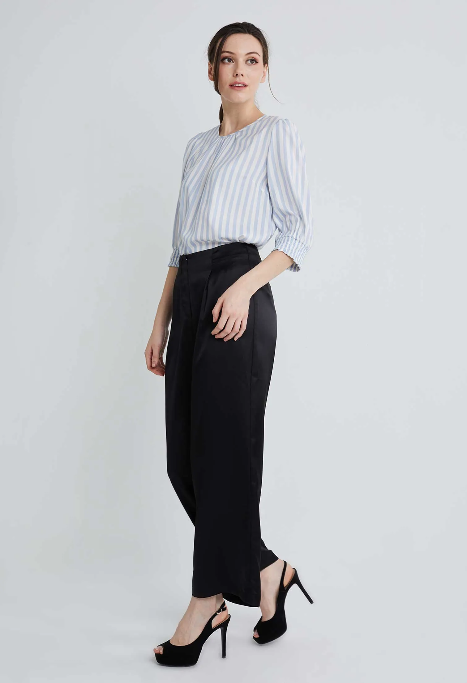 Tailored Satin Pleated Pants