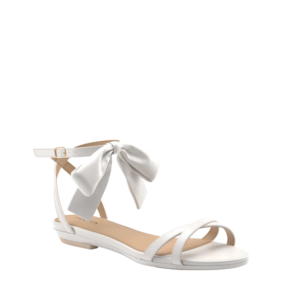 The Brynn White Satin Bow   Block Heel Kit 3 White