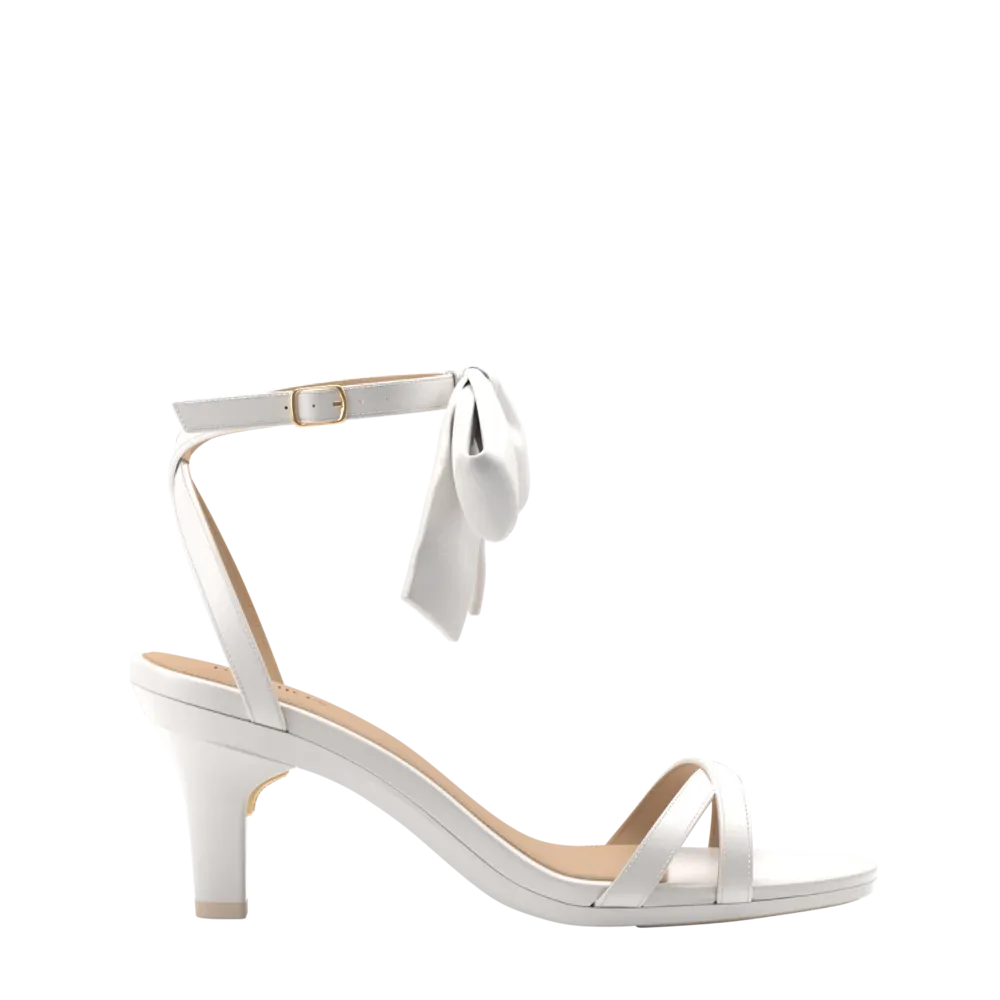 The Brynn White Satin Bow   Stiletto Heel Kit 3 White