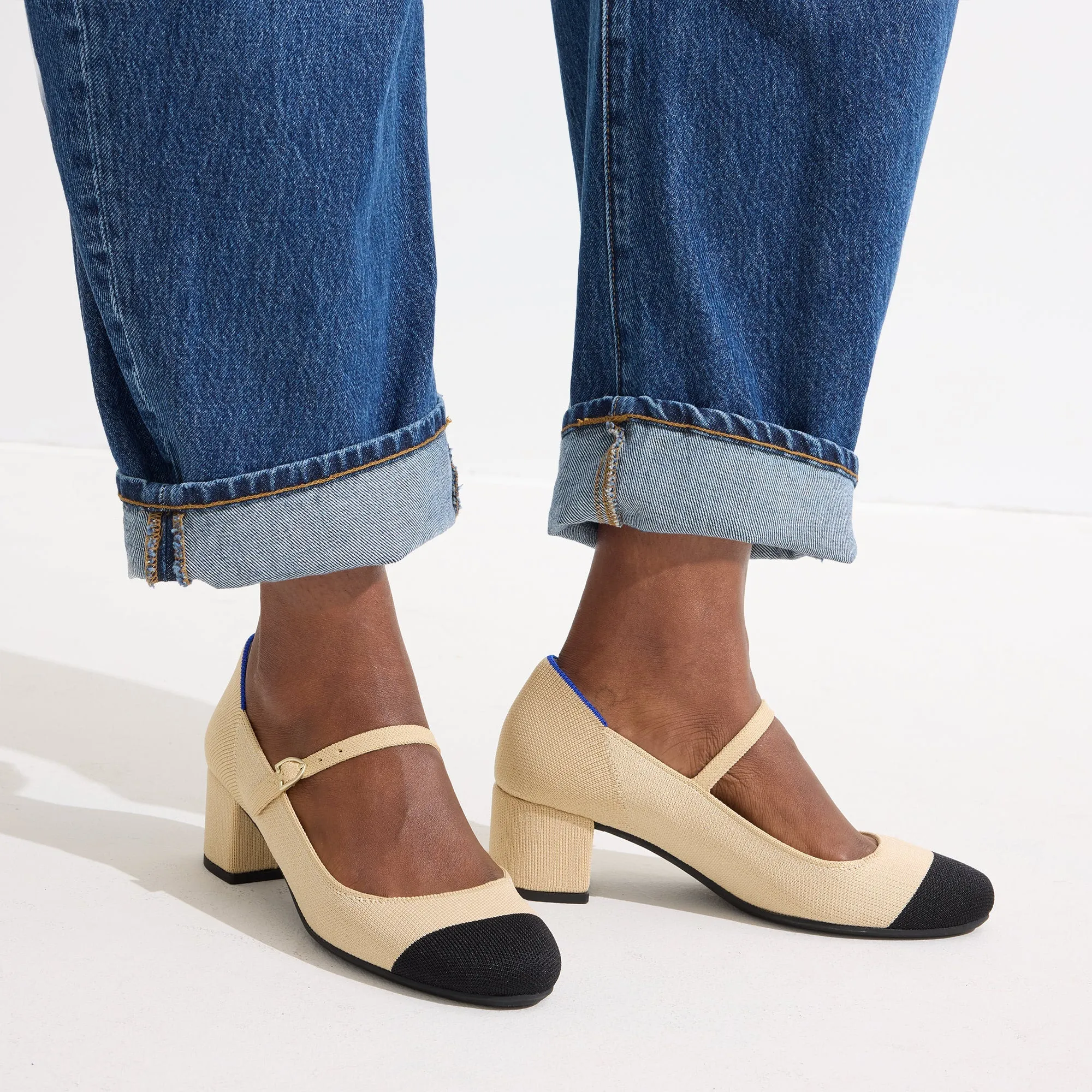 The Mary Jane Heel - Cream Captoe