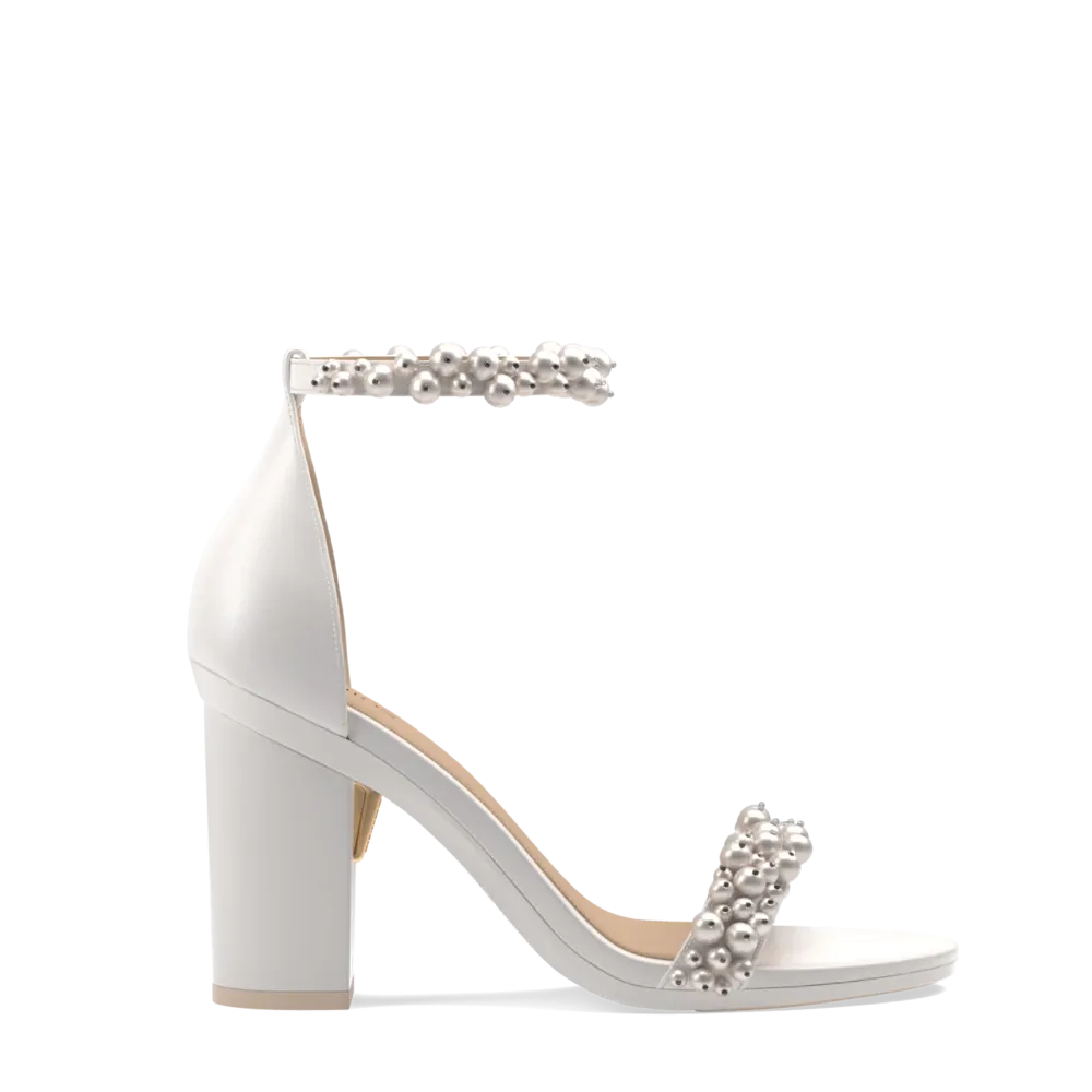 The Pashionista - White Satin Pearl   Block Heel Kit 4 White