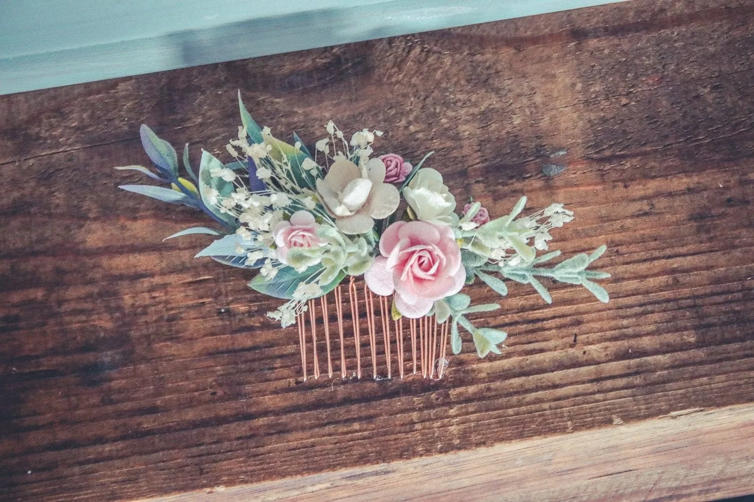 Vintage Flower Comb- Wedding Pastel Bridal Comb - Bridal shower - Wedding Hen - Bridesmaid Gift - Graduation