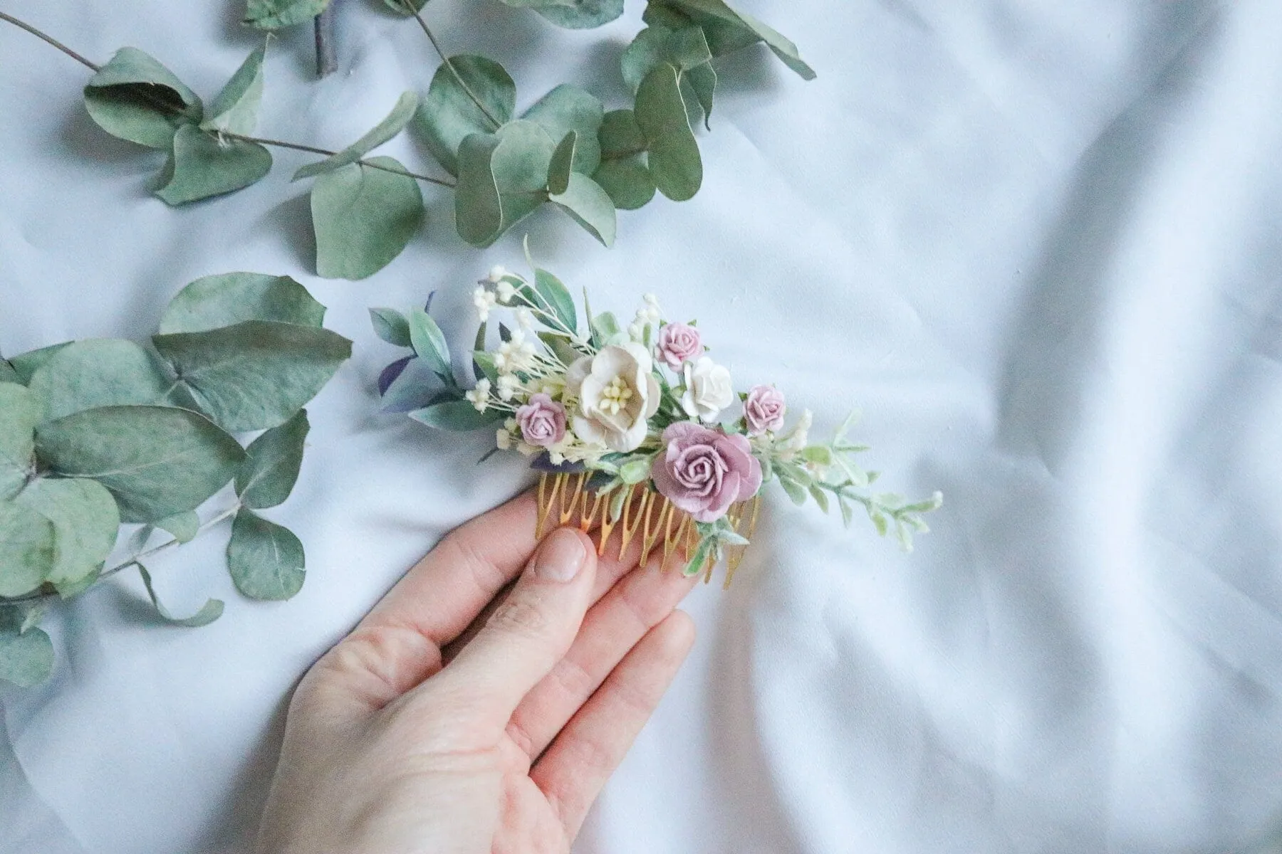 Vintage Flower Comb- Wedding Pastel Bridal Comb - Bridal shower - Wedding Hen - Bridesmaid Gift - Graduation