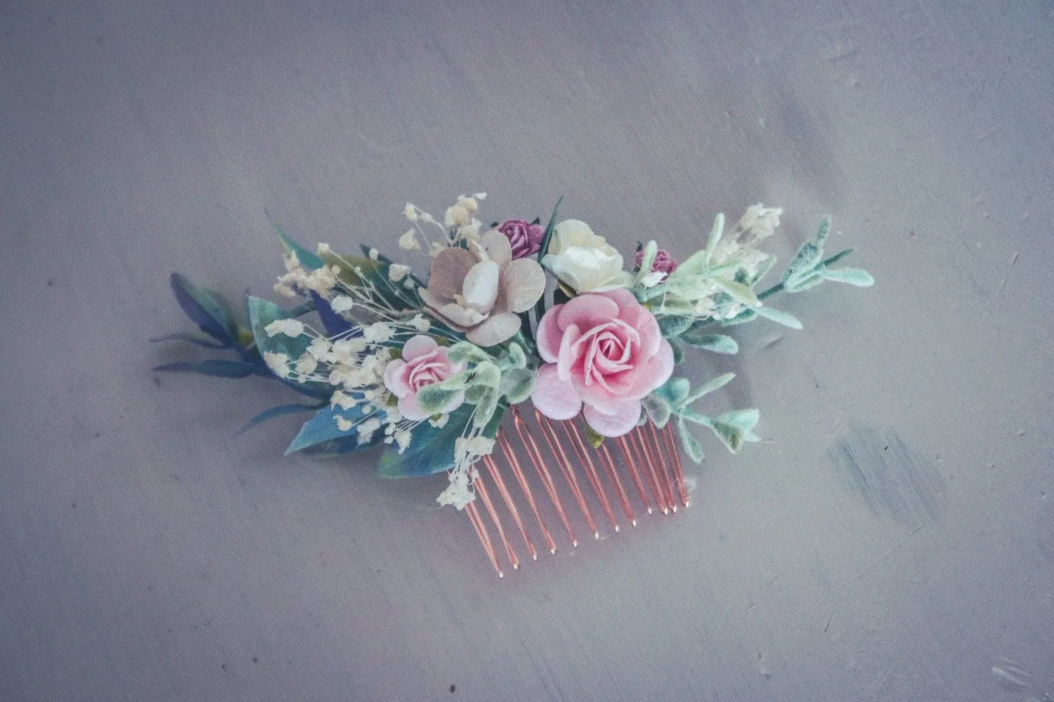 Vintage Flower Comb- Wedding Pastel Bridal Comb - Bridal shower - Wedding Hen - Bridesmaid Gift - Graduation