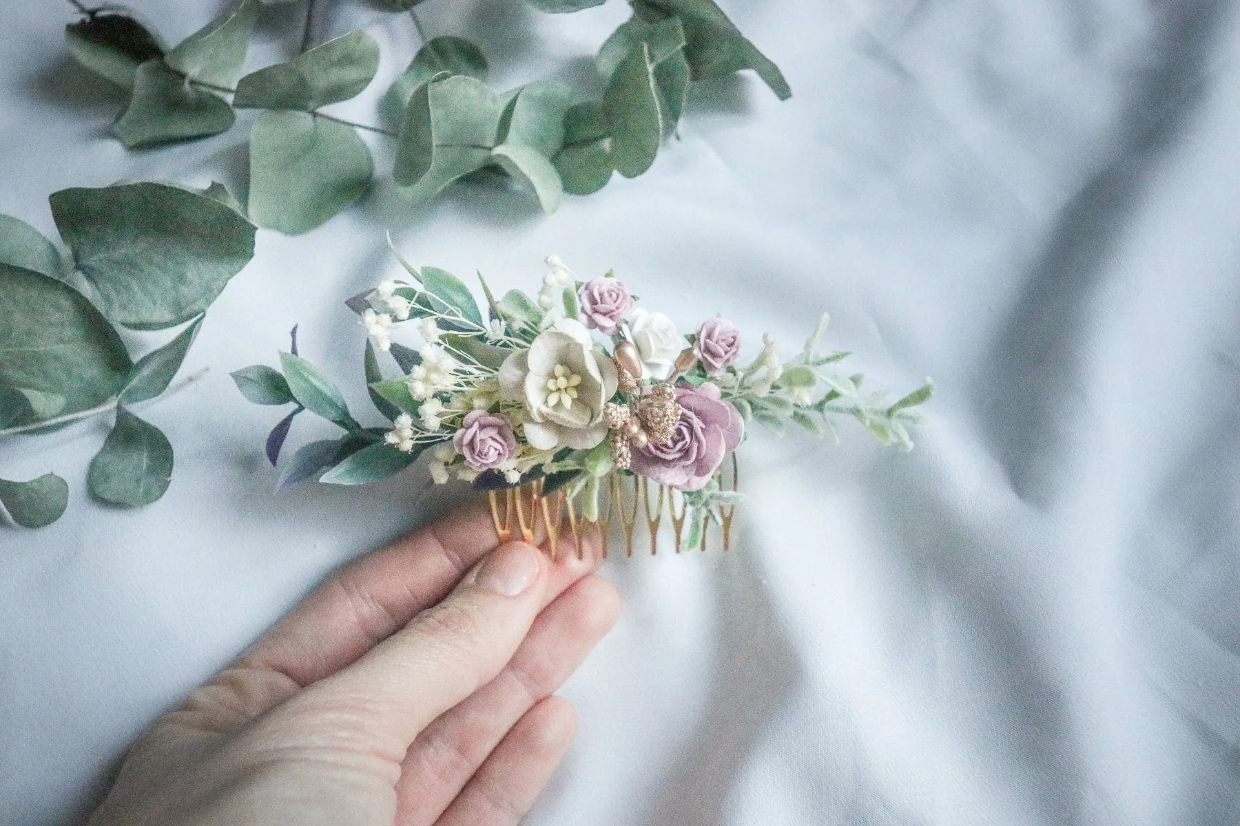 Vintage Flower Comb- Wedding Pastel Bridal Comb - Bridal shower - Wedding Hen - Bridesmaid Gift - Graduation