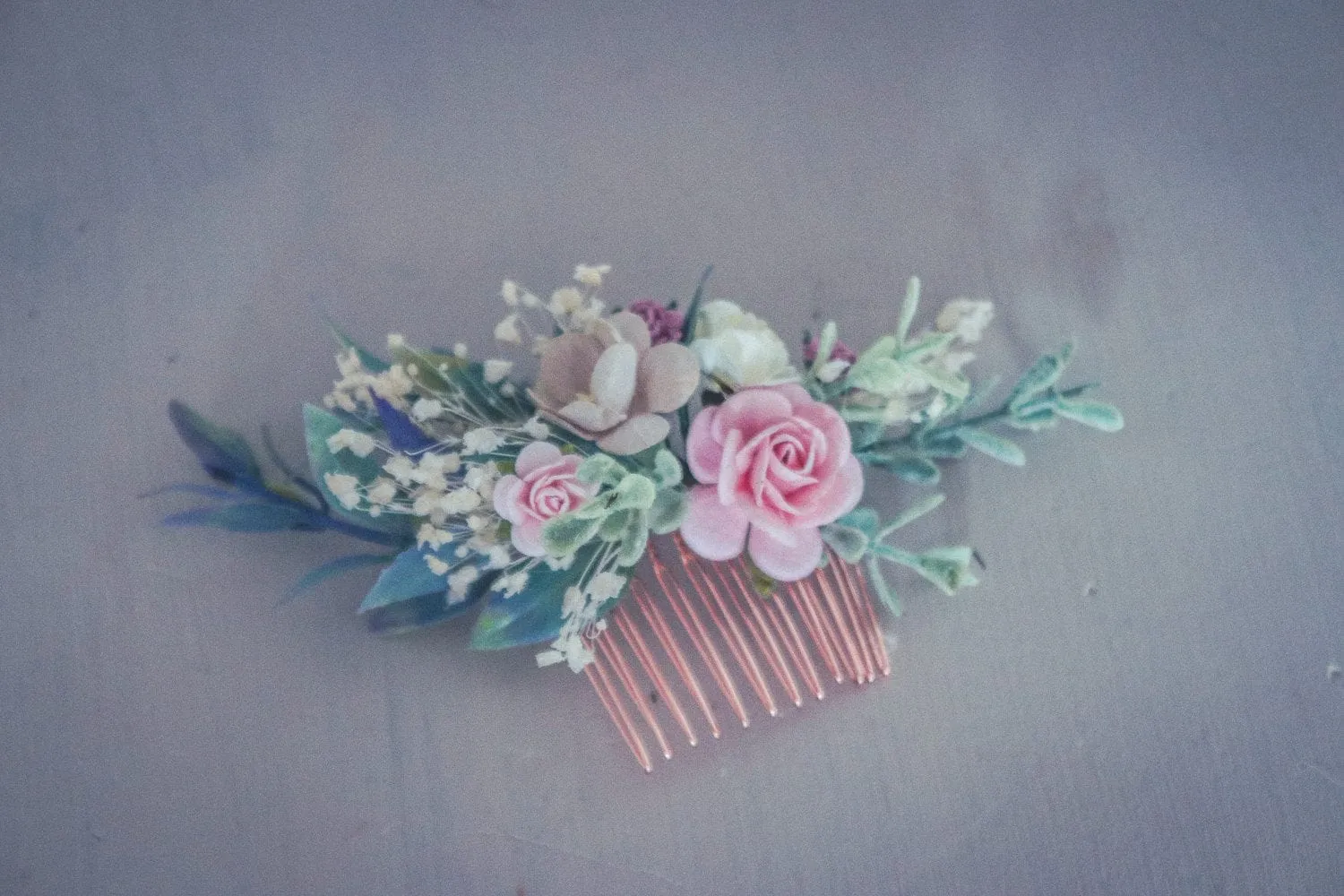 Vintage Flower Comb- Wedding Pastel Bridal Comb - Bridal shower - Wedding Hen - Bridesmaid Gift - Graduation