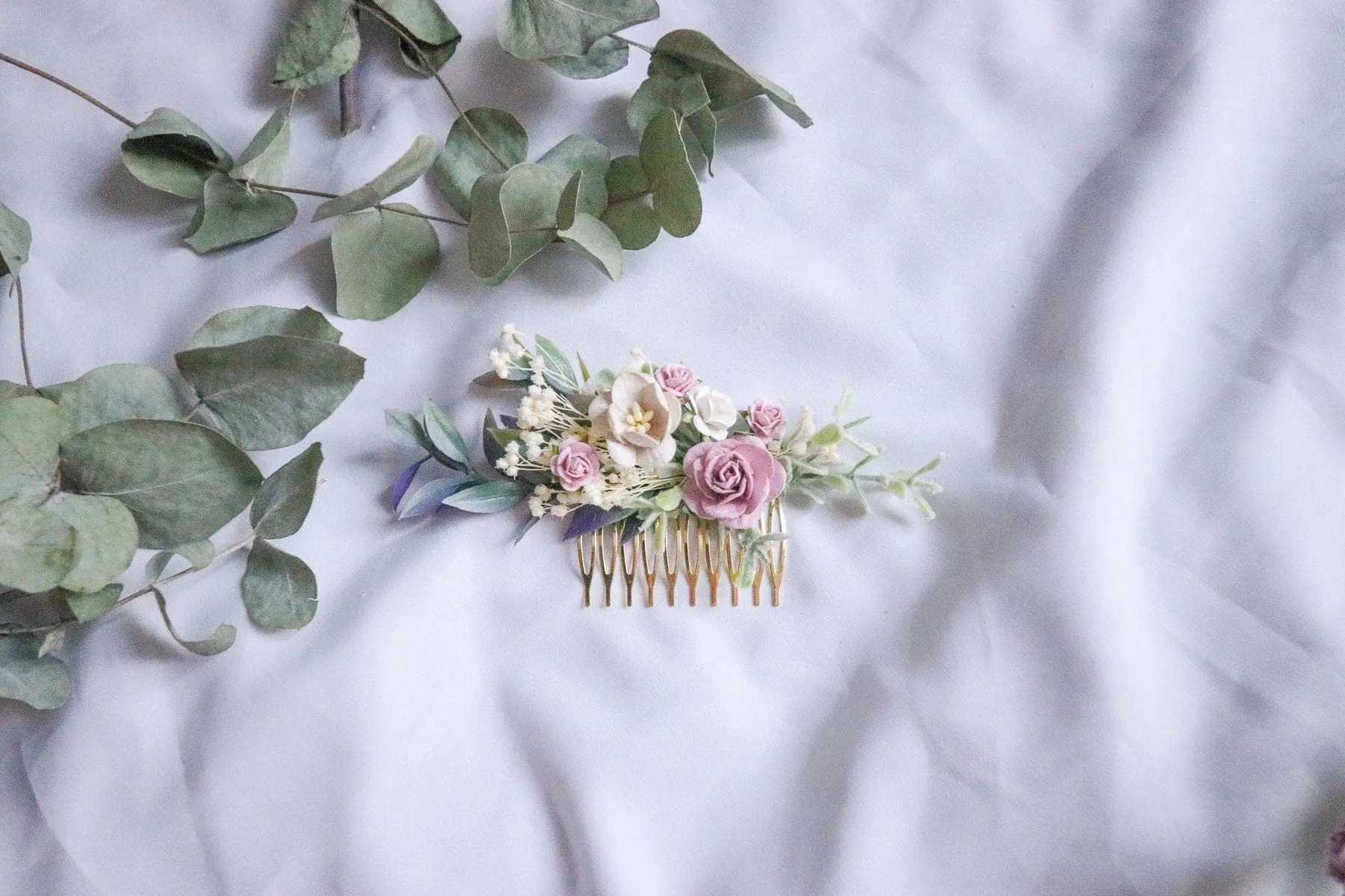 Vintage Flower Comb- Wedding Pastel Bridal Comb - Bridal shower - Wedding Hen - Bridesmaid Gift - Graduation