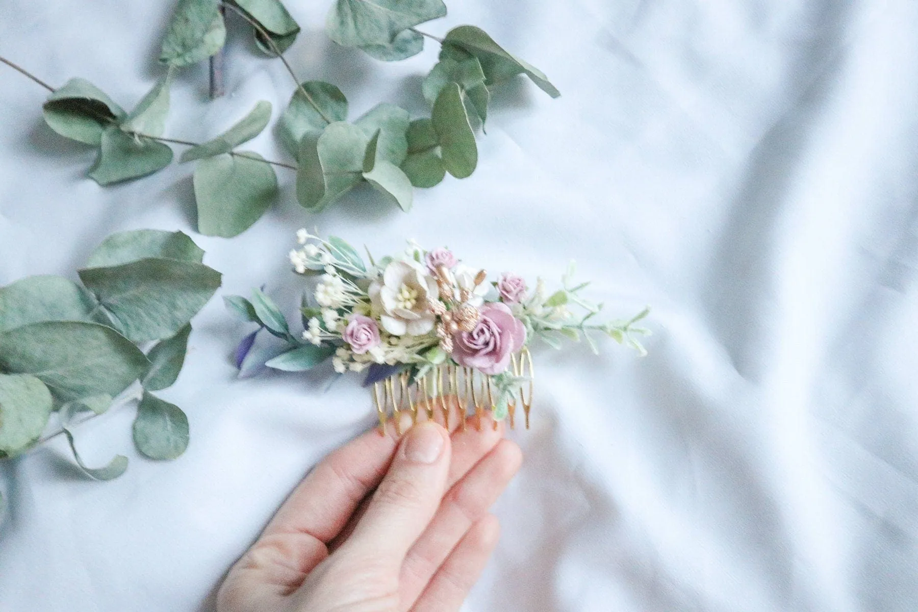 Vintage Flower Comb- Wedding Pastel Bridal Comb - Bridal shower - Wedding Hen - Bridesmaid Gift - Graduation