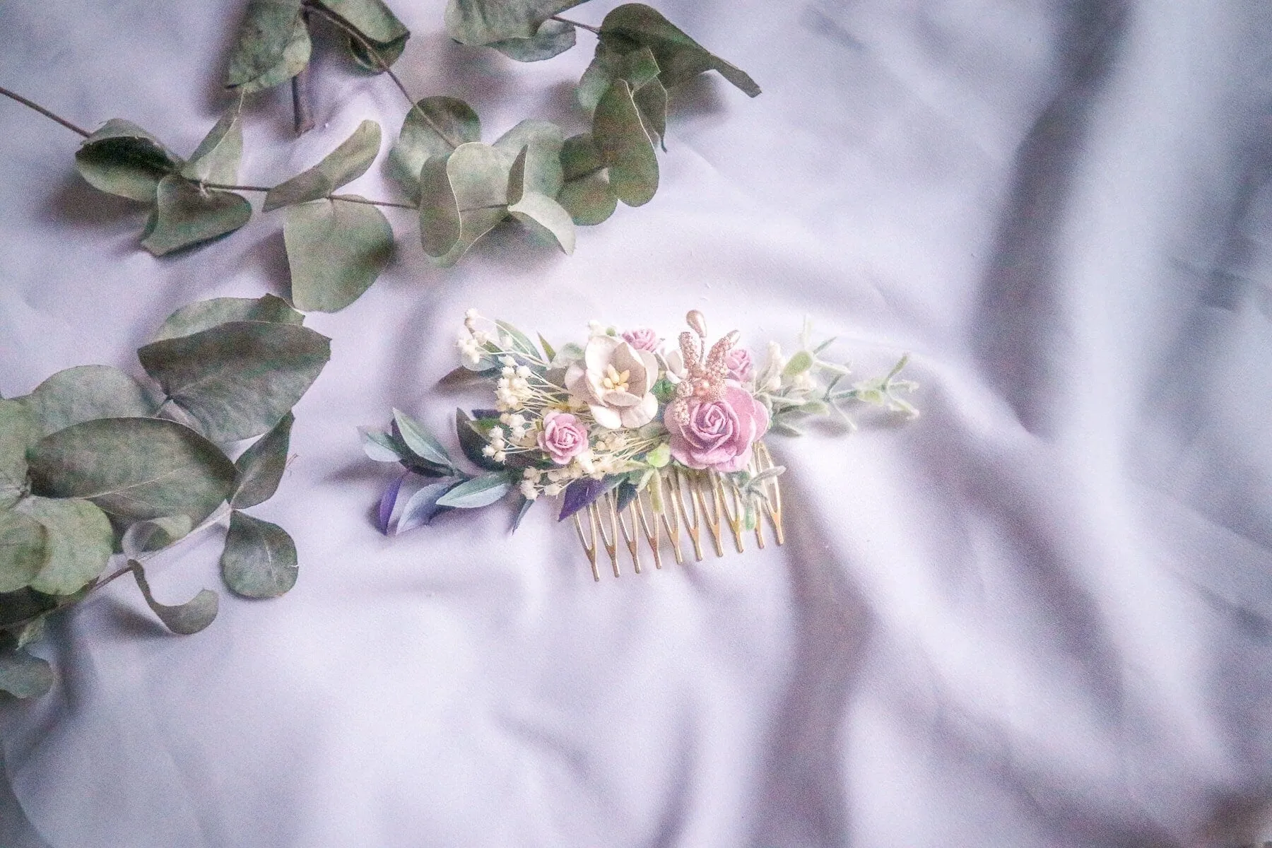 Vintage Flower Comb- Wedding Pastel Bridal Comb - Bridal shower - Wedding Hen - Bridesmaid Gift - Graduation