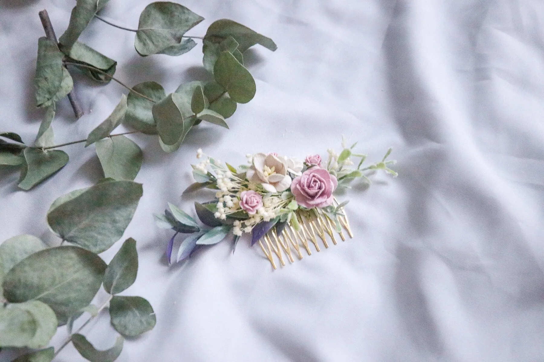 Vintage Flower Comb- Wedding Pastel Bridal Comb - Bridal shower - Wedding Hen - Bridesmaid Gift - Graduation