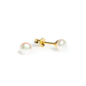 White Pearl Studs set in gold vermeil 5mm