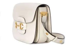 (WMNS) GUCCI Horsebit 1955 Retro Gold buckle Leather Shoulder Messenger Bag Small White Classic 602204-1DB0G-9022