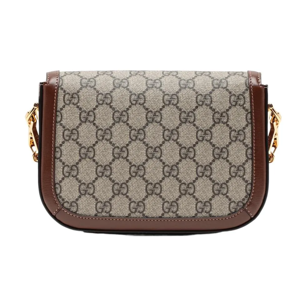 (WMNS) GUCCI Horsebit 1955 Retro Gold Buckle Logo Stripe Webbing Saddle Bag Shoulder Messenger Bag Mini Ebony / Brown Classic 658574-HUHHG-8565