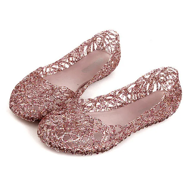 Women's Sandals Summer Jelly Shoes Hollow Out Flat Sandals Fashion Mesh Flats Sandalias Femininas